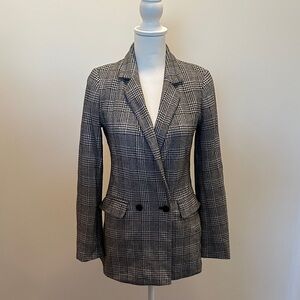 GAP Women's Black and White Checkered Blazer